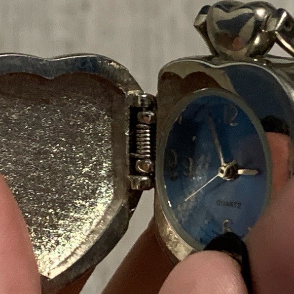 Vintage Turquoise Heart Shaped Watch Locket Pendant - Picture 4 of 5